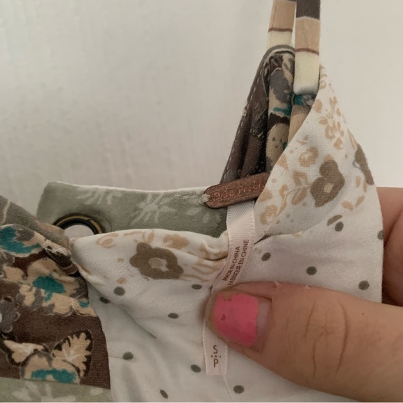 NWT Free People Dress Fiona Patchwork Maxi in Green Beige Print - Picture 7 of 11